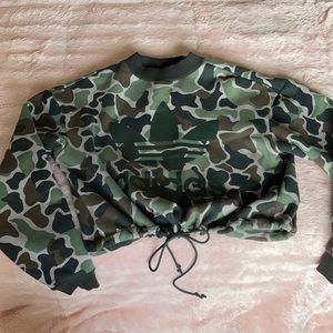 Never worn adidas Camo crop hoodie